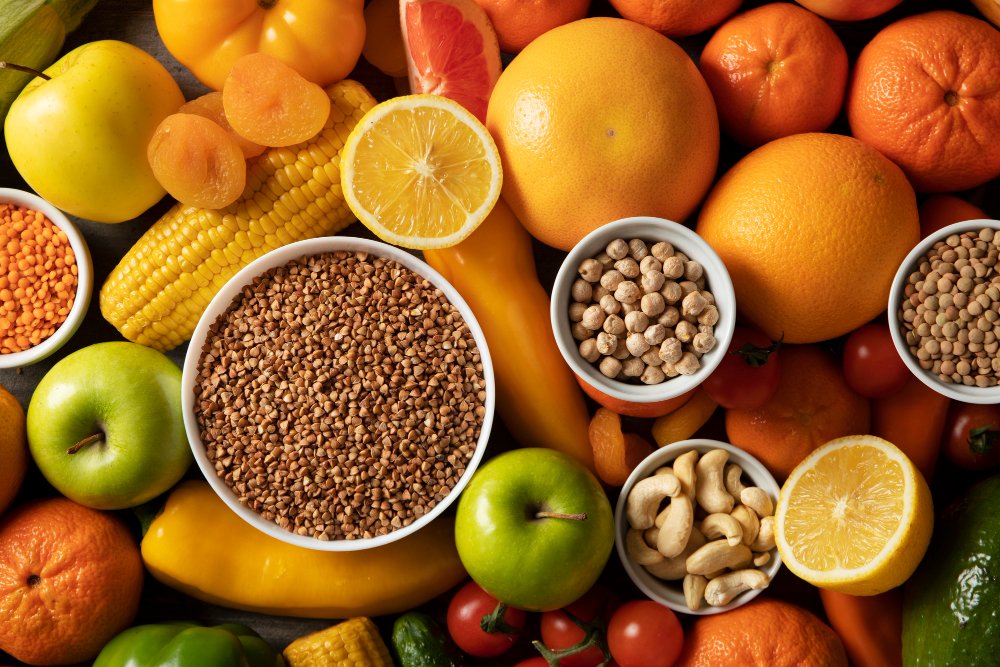 Vegan Diet Myths: 7 Surprising Truths for Better Nutrition 8 A variety of plant-based foods, disproving 'Vegan Diet Restriction Myths.'